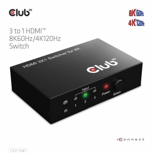 CLUB3D 3 to 1 HDMI™ 8K60Hz/4K120Hz Switch