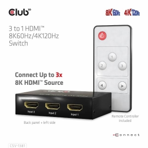 CLUB3D 3 to 1 HDMI™ 8K60Hz/4K120Hz Switch