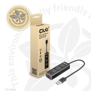 CLUB3D USB 3.2 Gen1 Type-A, 3 Ports Hub with Gigabit Ethernet