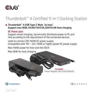 CLUB3D Thunderbolt 4 Certified 11-in-1 Docking Station