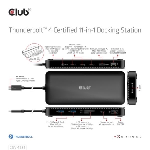 CLUB3D Thunderbolt 4 Certified 11-in-1 Docking Station