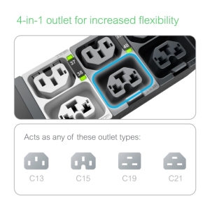 APC APDU10350MO - Metered by Outlet, 0U, 32A, 400V, (24x)C13/15 + (24x)C13/15/19/21, IEC60309 32A 3Fase stekker