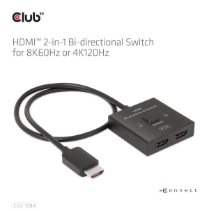 CLUB3D HDMI 2-in-1 Bi-directional Switch for 8K60Hz or 4K120Hz