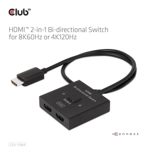 CLUB3D HDMI 2-in-1 Bi-directional Switch for 8K60Hz or 4K120Hz