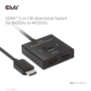 CLUB3D HDMI 2-in-1 Bi-directional Switch for 8K60Hz or 4K120Hz