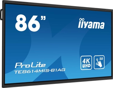 iiyama TE8614MIS-B1AG beeldkrant Interactief flatscreen 2,17 m (85.6\") LCD Wifi 435 cd/m² 4K Ultra HD Zwart Touchscreen Type pro