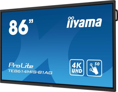 iiyama TE8614MIS-B1AG beeldkrant Interactief flatscreen 2,17 m (85.6\") LCD Wifi 435 cd/m² 4K Ultra HD Zwart Touchscreen Type pro