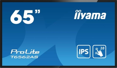 iiyama T6562AS-B1 beeldkrant Interactief flatscreen 163,8 cm (64.5\") IPS 500 cd/m² 4K Ultra HD Zwart Touchscreen Type processor 