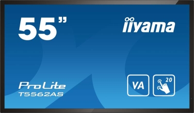 iiyama T5562AS-B1 beeldkrant Interactief flatscreen 138,7 cm (54.6\") VA 500 cd/m² 4K Ultra HD Zwart Touchscreen Type processor A