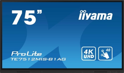 iiyama PROLITE Digitale signage flatscreen 190,5 cm (75\") Wifi 400 cd/m² 4K Ultra HD Zwart Touchscreen Type processor Android 11