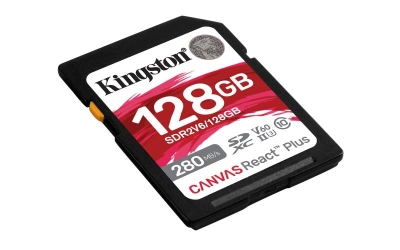 Kingston Technology 128GB Canvas React Plus SDXC UHS-II 280R/100W U3 V60 voor Full HD/4K