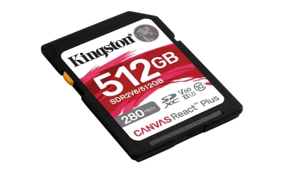 Kingston Technology 512GB Canvas React Plus SDXC UHS-II 280R/150W U3 V60 voor Full HD/4K
