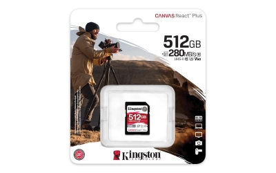 Kingston Technology 512GB Canvas React Plus SDXC UHS-II 280R/150W U3 V60 voor Full HD/4K