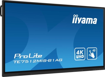 iiyama PROLITE Digitale signage flatscreen 190,5 cm (75\") Wifi 400 cd/m² 4K Ultra HD Zwart Touchscreen Type processor Android 11