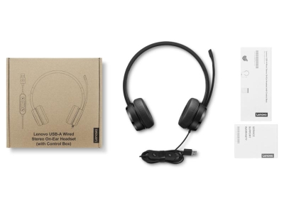 Lenovo 4XD1K18260 hoofdtelefoon/headset Bedraad Hoofdband Muziek/Voor elke dag USB Type-A Zwart